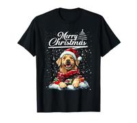 Merry Christmas Golden Retriever Santa Hat Dog Lovers Xmas Maglietta