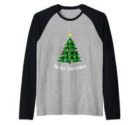 Merry Christmas Green Buffalo Plaid Albero Luce per Uomo Donna Maglia con Maniche Raglan