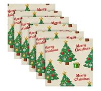 Merry Christmas Green Christmas Tree tovaglioli da cocktail francesi tovaglioli set di 6 50,8 x 50,8 cm servilleta de tela para comedor