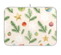 Merry Christmas Green Holly tappetino da cucina scolapiatti pad XL in microfibra per asciugare i piatti 18 x 24
