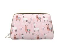 Merry Christmas Happy (2) Borsa per il trucco in pelle stampata piccola borsa da viaggio per donne, organizer per cosmetici borsa per trucco per borsa, Lama., One Size