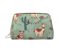 Merry Christmas Happy (2) Borsa per il trucco in pelle stampata piccola borsa da viaggio per donne, organizer per cosmetici borsa per trucco per borsa, Lama, One Size