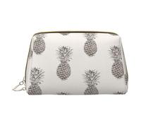 Merry Christmas Happy (2) Borsa per il trucco in pelle stampata piccola borsa da viaggio per donne, organizer per cosmetici borsa per trucco per borsa, Bella ananas, One Size