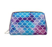 Merry Christmas Happy (2) Borsa per il trucco in pelle stampata piccola borsa da viaggio per donne, organizer per cosmetici borsa per trucco per borsa, Scala di pesce sirena, One Size