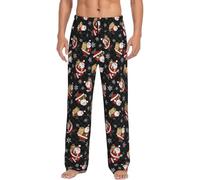 Merry Christmas Happy Men Poliestere Pigiama Pantaloni Lunghi Pj Bottoms, Sleepwear Lounge Sleep Pants Con Tasche Pack, Nero , S