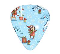 Merry Christmas Happy - Plettri per chitarra stampati, confezione da 12 plettri personalizzati per chitarra acustica, chitarra elettrica, inclusi 0,46 mm/0,71 mm/0,96 mm