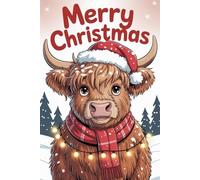 Merry Christmas: Highland Cow Notebook, 6x9 in, 120 Blank Lined Pages
