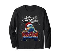 Merry Christmas Hippo Santa Hat Animal Cute Xmas Holiday Maglia a Manica