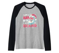 Merry Christmas I Love AMan with A Beard Babbo Natale dicendo Maglia con Maniche Raglan