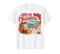 Merry Christmas Italian Lakeside Holiday Cacao e Torta Maglietta