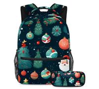 Merry Christmas Keep Your Essentials in One Place, zaino con astuccio, l'ultimo set di zaini per la scuola per studenti, Multicolore#04, B：29.4x20x40cm P：19x7.5x3.8cm, Zaini Daypack
