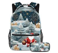 Merry Christmas Keep Your Essentials in One Place, zaino con astuccio, l'ultimo set di zaini per la scuola per studenti, Multicolore#01, B：29.4x20x40cm P：19x7.5x3.8cm, Zaini Daypack