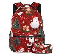 Merry Christmas Keep Your Essentials in One Place, zaino con astuccio, l'ultimo set di zaini per la scuola per studenti, Multicolore#05, B：29.4x20x40cm P：19x7.5x3.8cm, Zaini Daypack