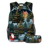 Merry Christmas Keep Your Essentials in One Place, zaino con astuccio, l'ultimo set di zaini per la scuola per studenti, Multicolore#02, B：29.4x20x40cm P：19x7.5x3.8cm, Zaini Daypack