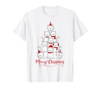 Merry Christmas Kitty Tree per Gatti, Mamme e papà per Le Vacanze Maglietta