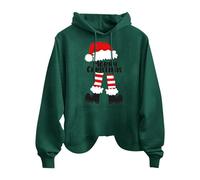 Merry Christmas Lettera Cappello di Natale Stampa Donna Moda Casual Manica Lunga Top Con Tasche Felpa Con Cappuccio Felpe Lunghe Leggings Snap Pullover Felpa Con Cappuccio, AG., M