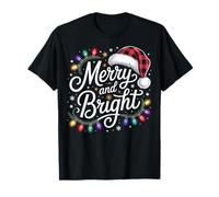 Merry Christmas Lights Red Plaid Cappello di Babbo Natale Maglietta