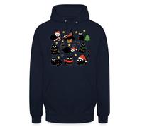 Merry Christmas Lights Regali Gatti Amanti dei Gatti Albero di Natale | Maglione con cappuccio natalizio, blu navy, 3XL