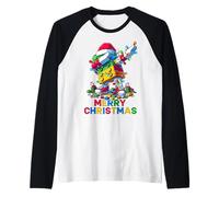 Merry Christmas Master Builder Block Brick Dabbing Costume Maglia con Maniche Raglan