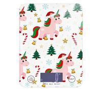 Merry Christmas - Mini bilancia per alimenti con unicorni rosa, facile da pulire, 5 kg/5 g, digitale, con 4 unità per dieta cheto (batterie non incluse)