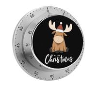 Merry Christmas Moose Timer da cucina a carica manuale da 60 minuti Strumento di gestione del tempo meccanico visivo per cucinare