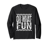 Merry Christmas Oh What Fun Retro Scacchi Vacanze Citazione Maglia a Manica
