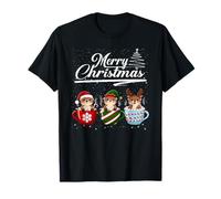 Merry Christmas Otter Reindeer Elf Santa Squad Animals Maglietta