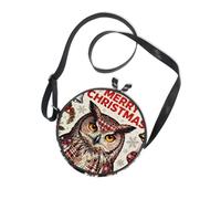 Merry Christmas Owl Crossbody portafoglio donna trendy con tracolla regolabile piccola borsa a tracolla Walk the dog borsa messenger in tela