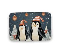 Merry Christmas Penguins Tappeto antiscivolo assorbente da bagno, resistente allo sporco, per cucina, ingresso, resistente, lavabile, decorazione per la casa, 50 x 80 cm