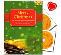 Merry Christmas per tastiera - 45 canzoni di Natale più popolari e più belle, più 2 CD per giocare - con graffetta colorata a forma di cuore