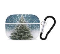 Merry Christmas Pine Tree - Custodia protettiva antiurto per Airpods Pro di seconda generazione, con moschettone, anti-caduta, colore: bianco