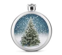 Merry Christmas Pine Tree - Fiaschetta rotonda da 141,7 g, a prova di perdite, in acciaio inox, portatile, bottiglia di vino o liquore, simpatica fiaschetta per whisky, per uomini e donne, regalo