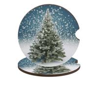 Merry Christmas Pine Tree - Sottobicchieri per auto, confezione da 2 sottobicchieri universali antiscivolo, simpatici sottobicchieri creativi, 6,6 cm, accessori interni auto