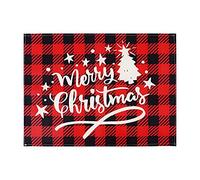 Merry Christmas Placemat Classic Lattice Linen Fabric Waterproof Mats Xmas Party Accessories Table Decoration Pads (Color : C Size Shows) shows