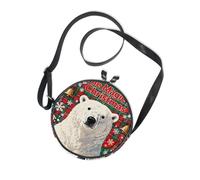 Merry Christmas Polar Bear Rosso Plaid Piccola Borsa Crossbody Donna Bellezza con Tracolla Regolabile Borse Laterali Go Shopping Canvas Messenger Purse