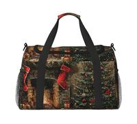 Merry Christmas Print Travel pieghevole impermeabile leggero Carry On Bagagli con tracolla