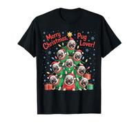 Merry Christmas Pug Lover Cute Dog Holiday Festive Fun Maglietta