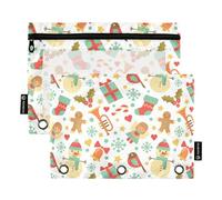 Merry Christmas Pupazzo di neve Inverno 3 Raccoglitori ad anelli Astuccio 2 pz Cartelle di File per Ufficio Esami Cerniera Cancelleria Bag