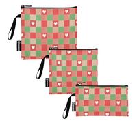 Merry Christmas Red Green Love Plaid 3 pezzi riutilizzabili bambini snack borse multiuso per ragazzi borse pranzo per bambini studenti adulti cibo