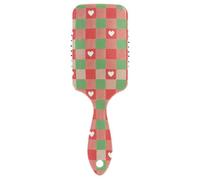 Merry Christmas Red Green Love Plaid antistatico massaggio spazzola per capelli Massaggiatore per cuoio capelluto progettato per asciugare con manico ergonomico cepillo para cabello de mujer