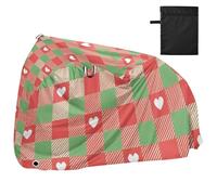 Merry Christmas Red Green Love Plaid Copertura Impermeabile per Bici con Fori di Blocco Interno Esterno Storage Mountain Bike Copertura Adatto per la maggior parte forro para para el outdoor