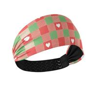 Merry Christmas Red Green Love Plaid Moisture Wicking fascia elastica per il sudore per lavare il viso Ciclismo escursionismo diademi para mujer