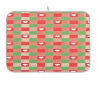 Merry Christmas Red Green Love Plaid tappetino asciugatura pad per cucina bancone scolapiatti opaco resistente al calore stuoia asciugatura tappetini cucina per piatti grandi 18 x 24