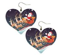 Merry Christmas Reindeer Sled Orecchini Divertenti Orecchini In Pelle Moda Orecchino In Pelle Per Donne Carnevale Feste