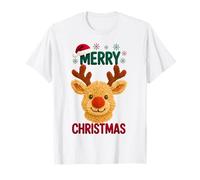 Merry Christmas Renna Holiday Design per Festivo Maglietta