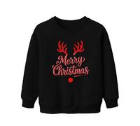 Merry Christmas Renna Rudolph Natale festivo divertente retrò unisex bambini felpa, Nero , 128