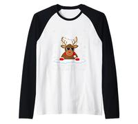 Merry Christmas Renna Rudolph Natale Pigiama Vacanze Maglia con Maniche Raglan