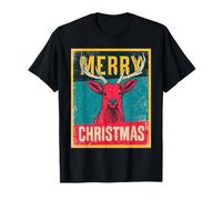Merry Christmas Renna Vintage Retro 80s Natale Xmas Maglietta