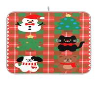 Merry Christmas Rosso e Verde Motivo A Scacchi Stuoia Stendipiatti Stendino Cucina Contatore Scolapiatti con tappetino resistente al calore mar xl microfibra piatto asciugatura mat 18 x 24