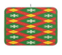 Merry Christmas Rosso e Verde Motivo a Scacchi Tappetino per scolapiatti Tappetino per Cucina Piano di Lavabo Tappetino Asciugatrice Cucina Originale XL Doppio Piatto Stendibiancheria Tappetino 18 x
